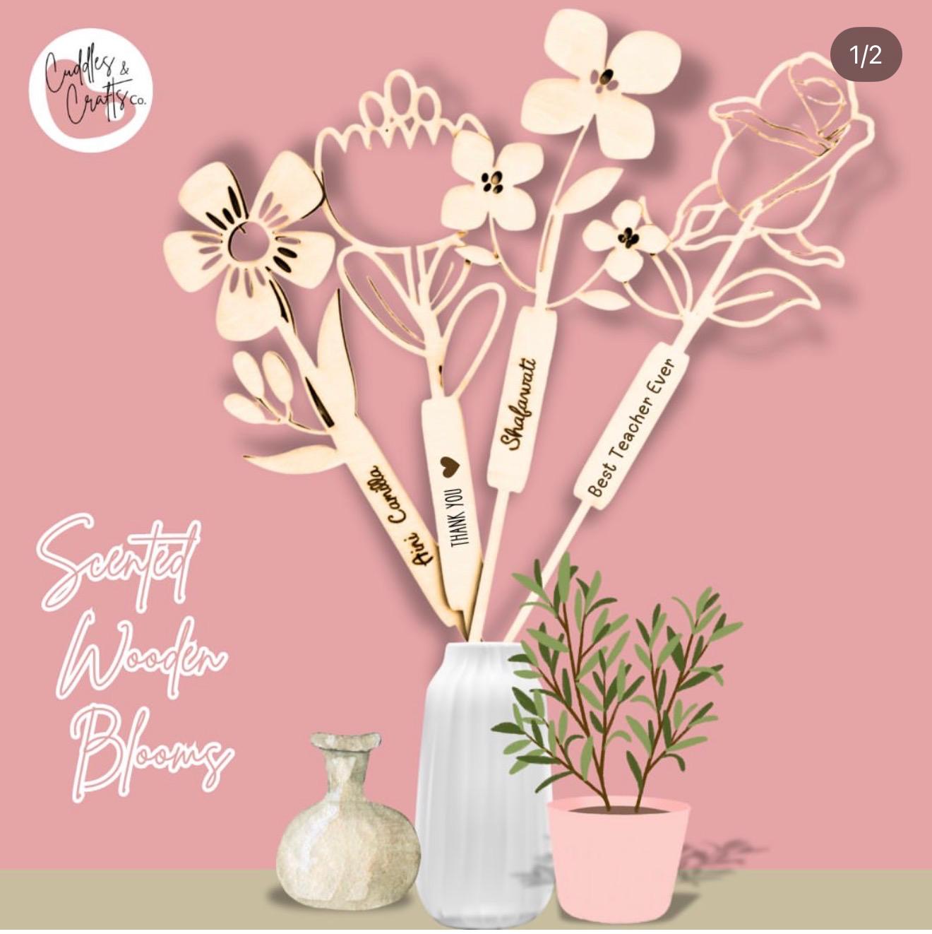 Scented Engraved Wooden Flowers