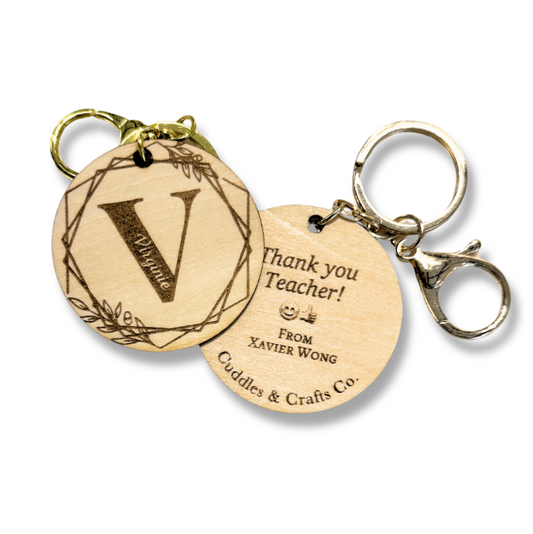 Initial and Name Engraved Keychain Charm